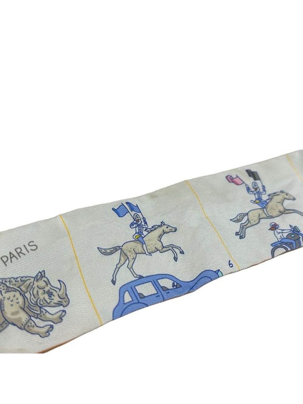 Hermes Scarf Twill White Multi Ribbon Parade - Picture 7 of 7